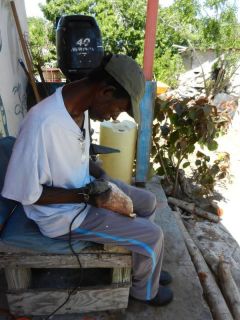 JR signs the conch horn