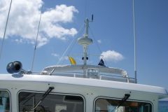 Dockside in Bimini, our "Q" flag flying pre-customs check-in.