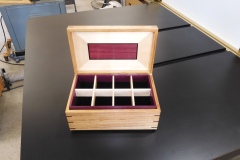 Purpleheart tray- maple dividers, velvet lining