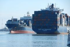 Ships passing at City Front Channel